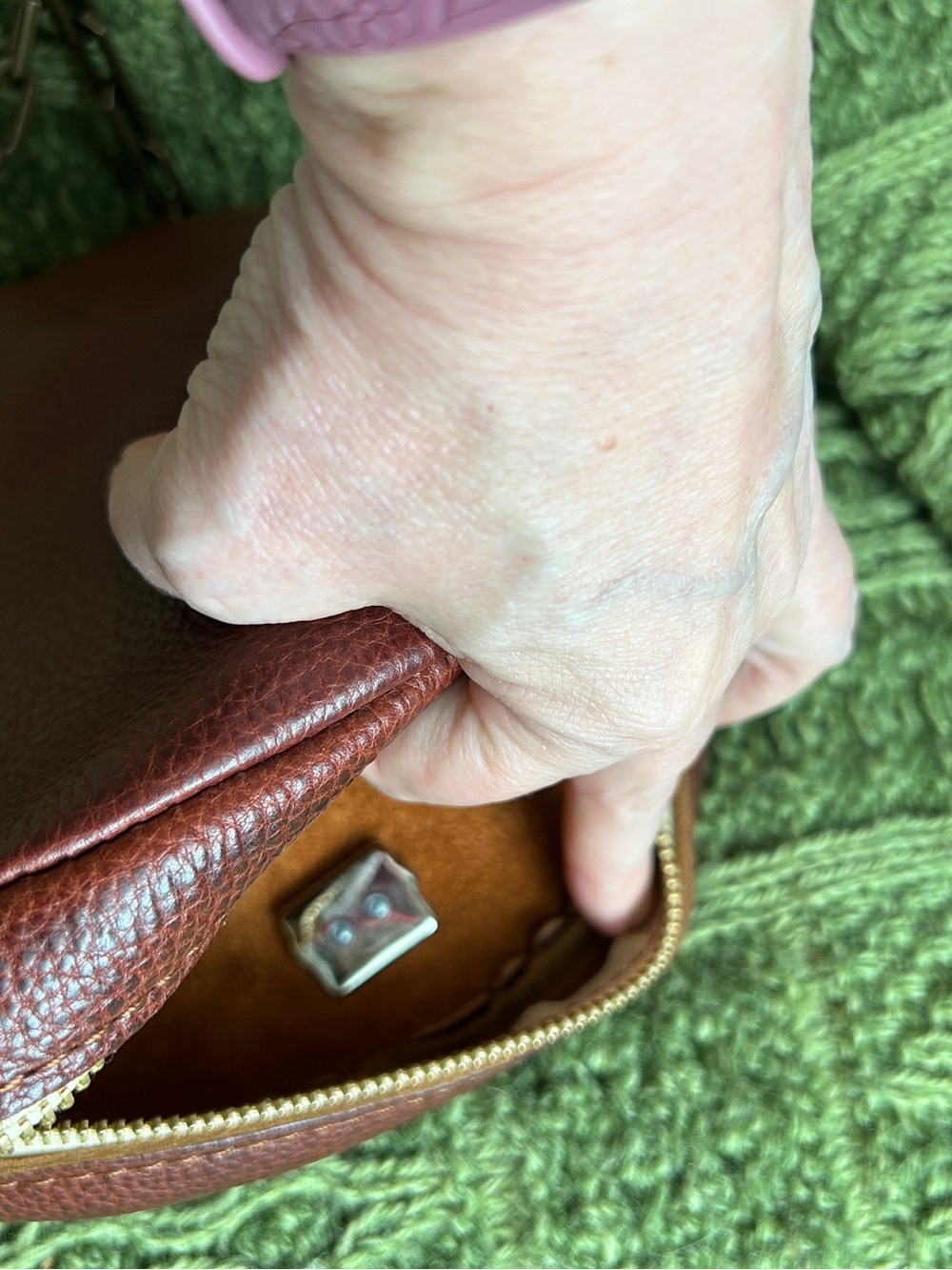 PORTLAND LEATHER Roswell Crossbody in Nutmeg Antique Gold-tone Chain (Retired) - Picture 4 of 13
